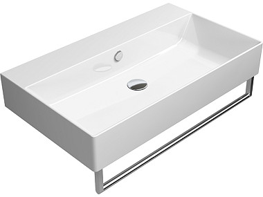 KUBE'X 80x47 раковина с переливом - 1 отв. для смесителя - глазурь белая глянцевая Extraglaze Antiba ..