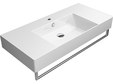 KUBE'X 100x47 раковина с переливом (малая чаша) - 1 отв. для смесителя - глазурь белая глянцевая Ext .. KUBE'X 100x47 раковина с переливом (малая чаша) - 1 отв. для смесителя - глазурь белая глянцевая Ext ..