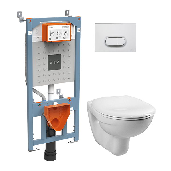 Комплект: Normus унитаз подвесной +инсталляция + кнопка, цвет матовый хром ..