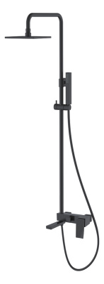Стойка для душа Q BlackBlack.2 верхний душ, смеситель с поворотным изливом, ручная лейка