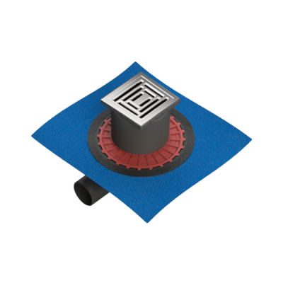 Душевой трап Square 15х15, SC800, с гидроизоляцией, горизонтальный сифон, хром ..