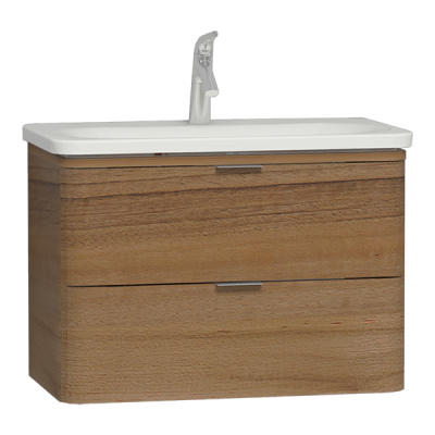 Тумба Nest с раковиной c 2мя ящиками, 80 см, с LED подсветкой, цвет натуральная древесина  ..