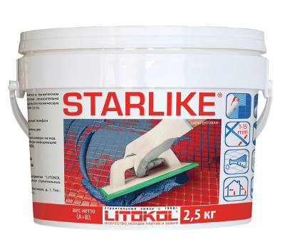 STARLIKE Затирка + клей! Химстойкая для швов шириной от 1 до 15 мм.Для всех видов облицовки. Легко о