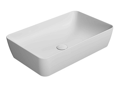 NUBES 60x38 выс.14 накладная раковина без перелива - глазурь белая глянцевая Extraglaze Antibacteria ..