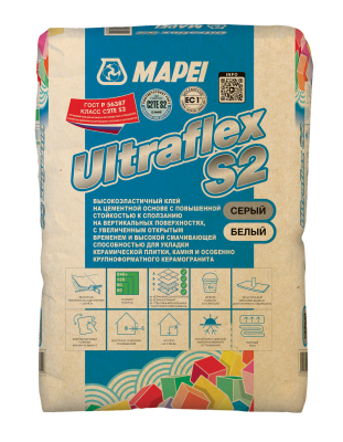 ULTRAFLEX S2, ТМ MAPEI, цвет серый, (25кг), (Россия), Смесь сухая клеевая на цементном вяжущем класс