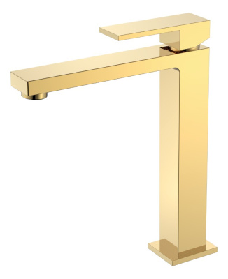 Смеситель для умывальника высокий Qubic Shinny Gold 