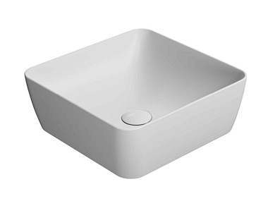 NUBES 38x38 выс.14 накладная раковина без перелива - глазурь белая глянцевая Extraglaze Antibacteria ..