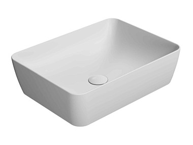 NUBES 50x38 выс.14 накладная раковина без перелива - глазурь белая глянцевая Extraglaze Antibacteria ..