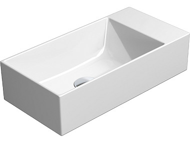 KUBE'X 50x25 раковина без перелива - без отв. для смесителя - глазурь белая глянцевая Extraglaze Ant ..