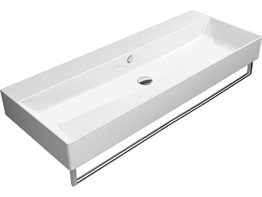 KUBE'X 120x47 раковина с переливом - 1 отв. для смесителя - глазурь белая глянцевая Extraglaze Antib ..