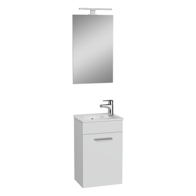 Mia комплект мебели, 40 см, с дверцами,  (тумба, раковина, зеркало), цвет белый глянец ..