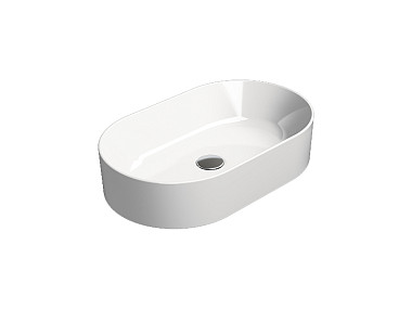 KUBE'X 60x37 выс.13 накладная раковина без перелива - глазурь белая глянцевая Extraglaze Antibacteri ..