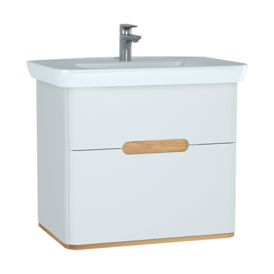 Тумба  Sento с раковиной, с 2 ящиками, 80 см, с LED подсветкой, цвет матовый белый (ножки 61069 зака ..