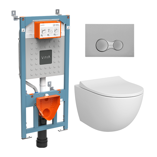 L-Box Sento комплект унитаза с инсталляцией, клавиша матовый хром ..